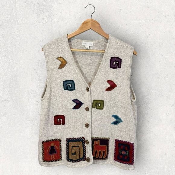 Vintage Northern Isles Sweater Vest Button Front Linen Blend XL - Picture 1 of 14